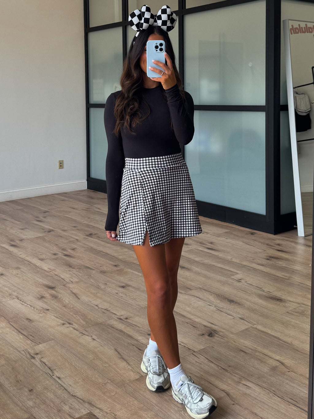 Gingham Active Skort | Black | RESTOCK