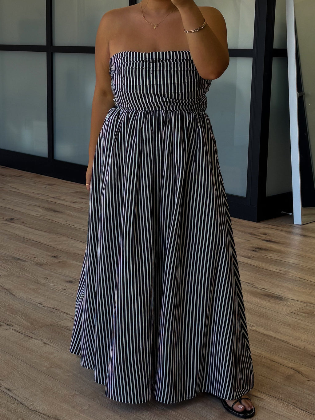 Laura Striped Maxi Dress | Black