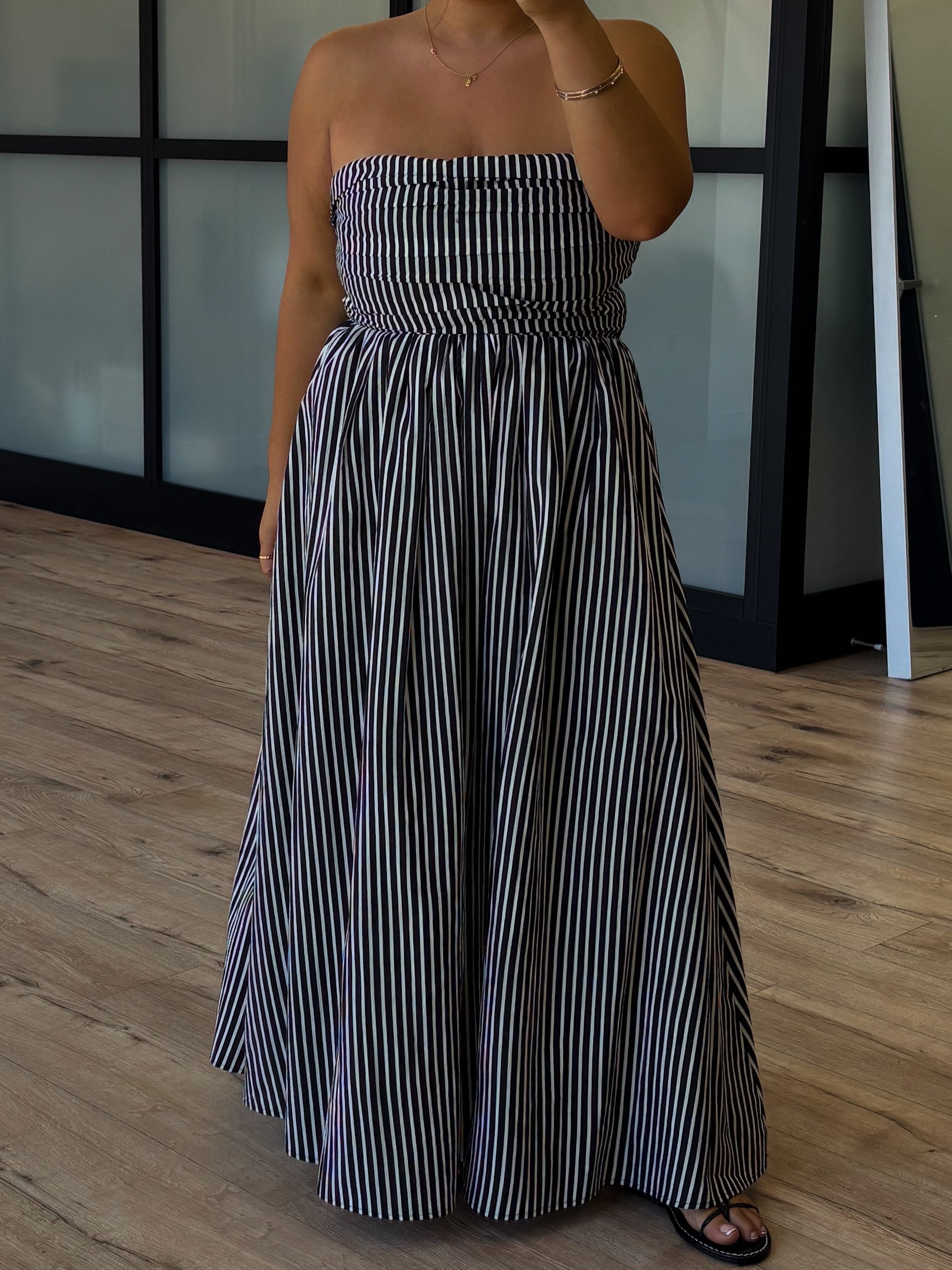 Laura Striped Maxi Dress | Black