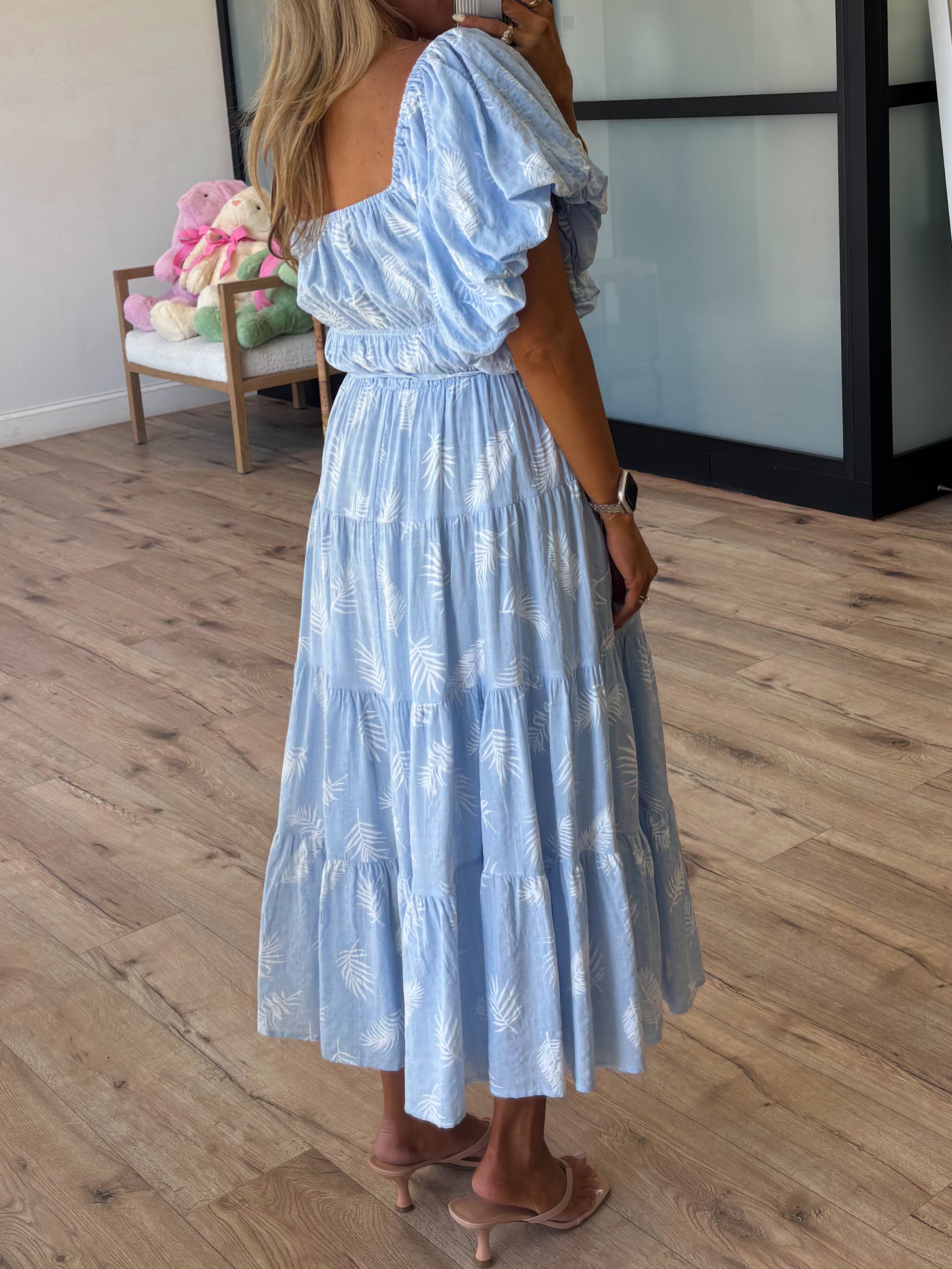 Botanical Midi Dress | Light Blue