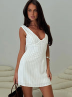 Tortellini Mini Dress White / Black Stripe