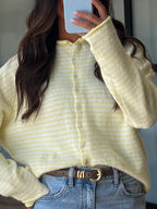 Isla Cardigan | Mini Striped Lemon
