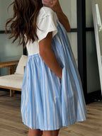 Poplin T-Shirt Dress | Blue | +Plus Available | FINAL SALE