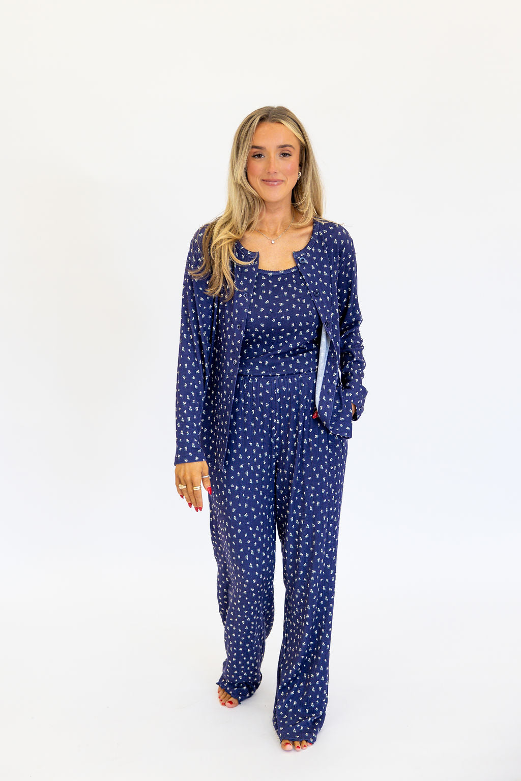 Bamboo Pointelle Women's Lounge Pants | Navy | +Plus Available