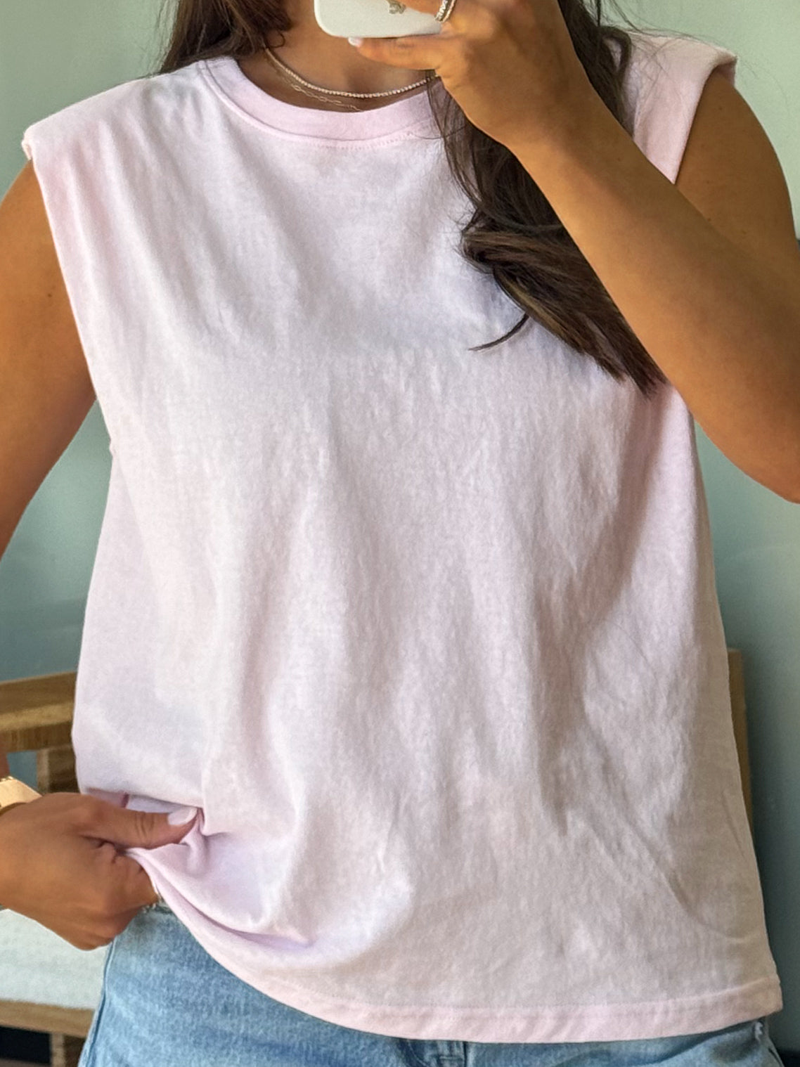 Refined Padded Muscle Tee | Pale Pink