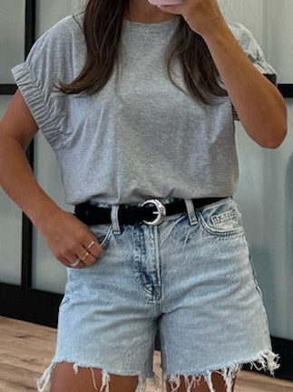 Mitchell Elastic Sleeve Tee | Grey