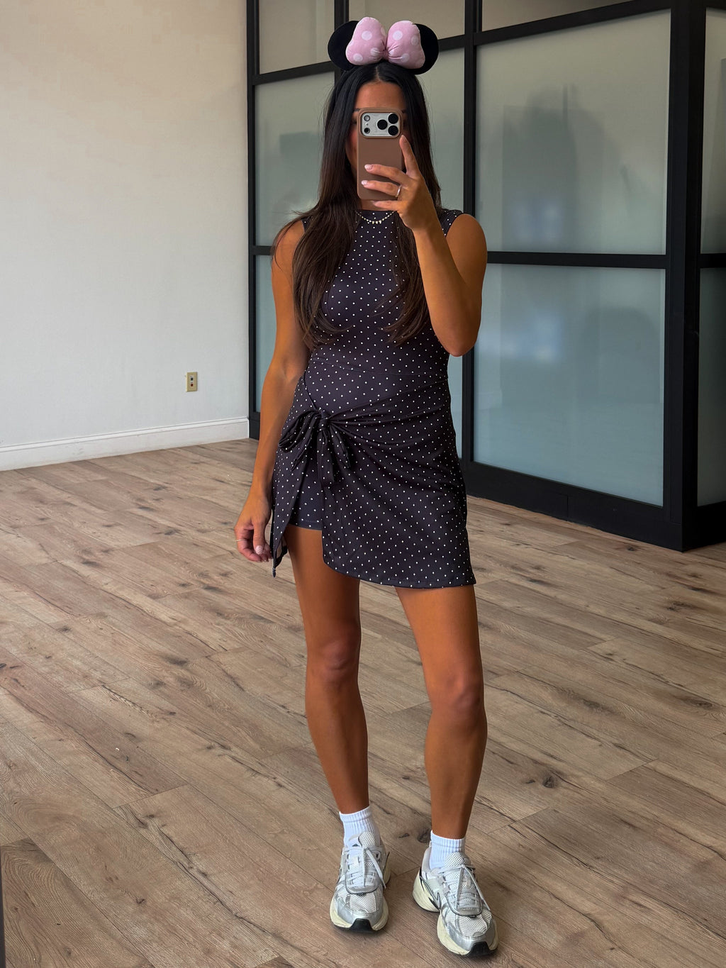 Polka Dot Active Wrap Romper | Black