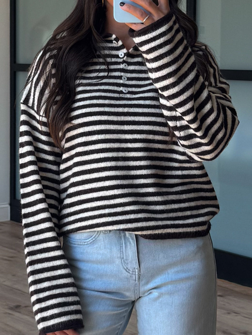 Henley Isla Stripe Sweater | Black Cherry | RESTOCK