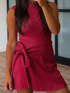 Polka Dot Active Wrap Romper | Cherry
