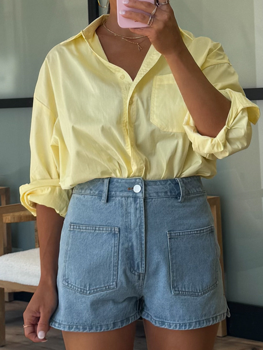 Layken Patch Pocket Denim Shorts