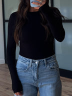 Essential Ribbed Long Sleeve | Black | +Plus Available | RESTOCK