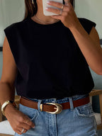 Refined Padded Muscle Tee | Black