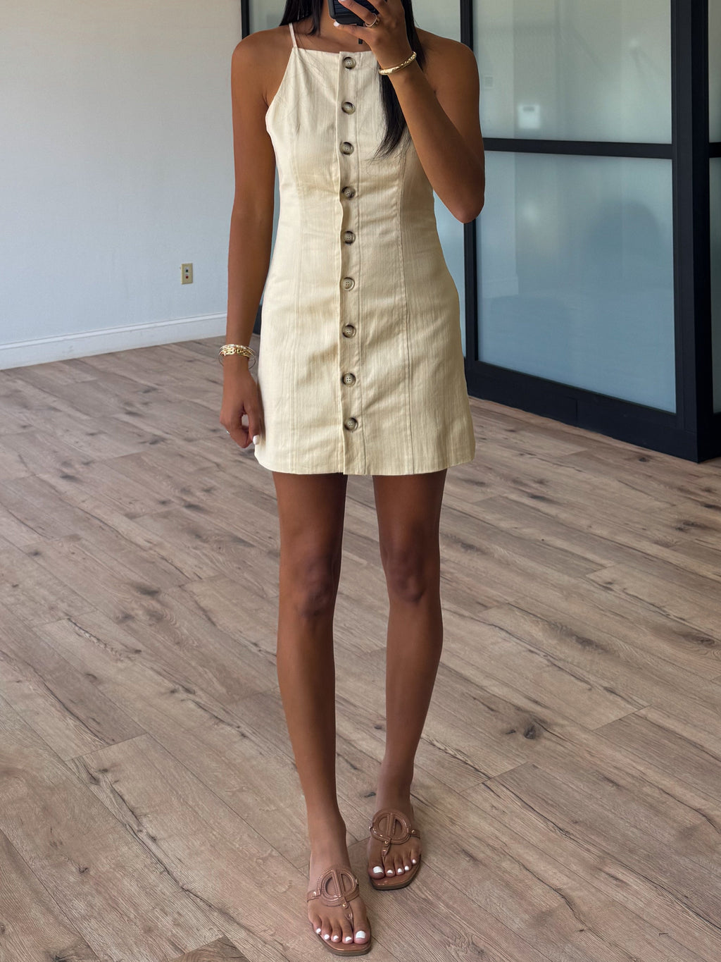 Dasha Button-Front Dress | Sand