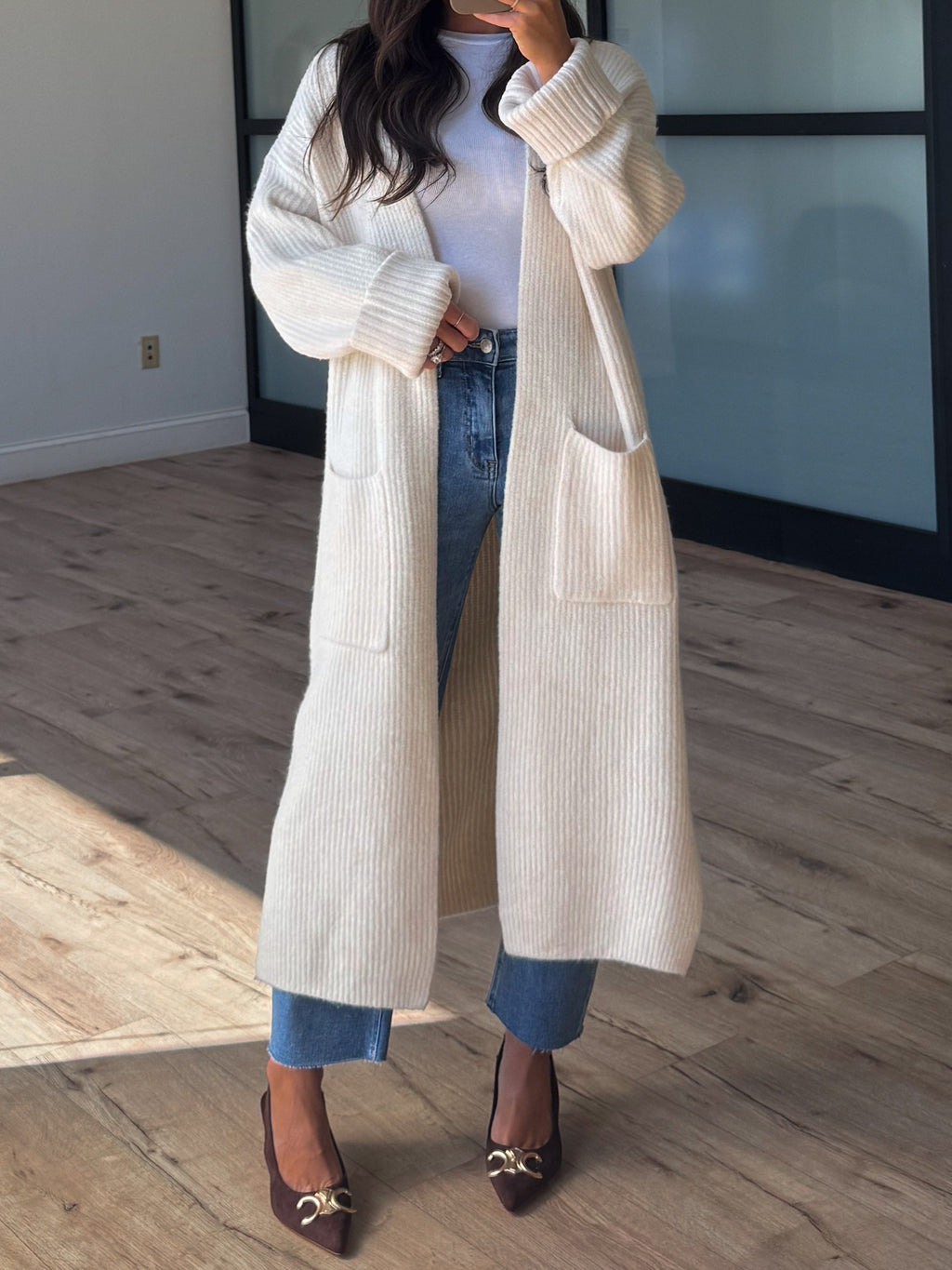 Beckett Longline Cardigan | Ivory | +Plus Available