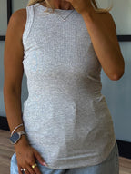 Essential Ribbed Tank | Light Grey | +Plus Available