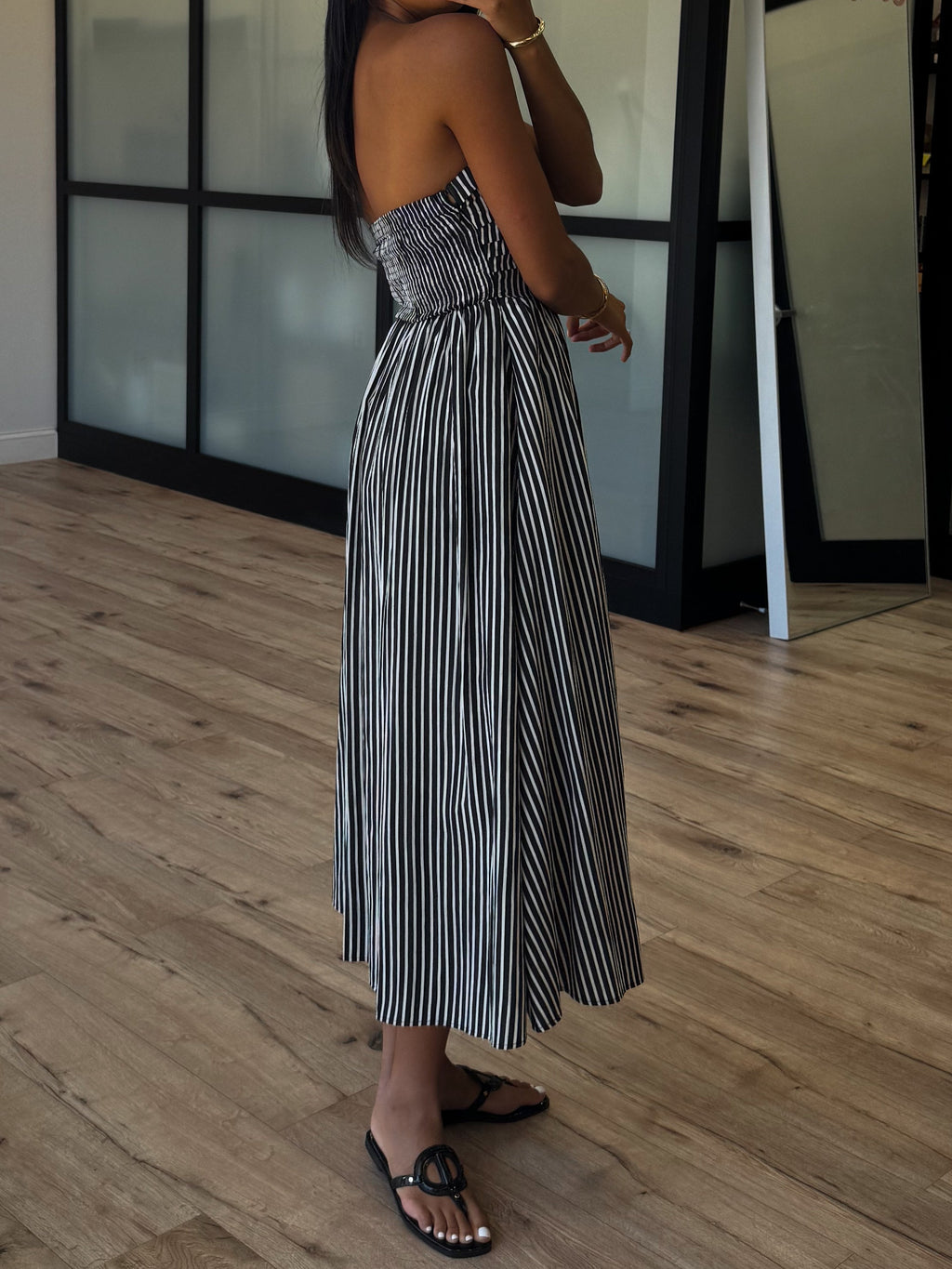 Laura Striped Maxi Dress | Black