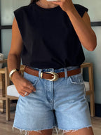 Refined Padded Muscle Tee | Black