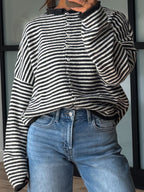 Isla Cardigan | Mini Striped Charcoal | RESTOCK