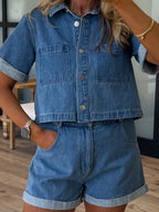 Whit Denim Crop Button-Down