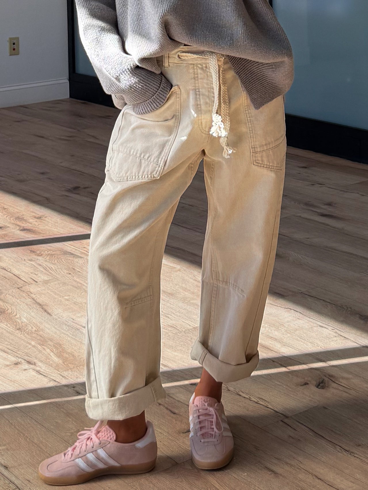 Jules Drawstring Barrel Pants | Cream