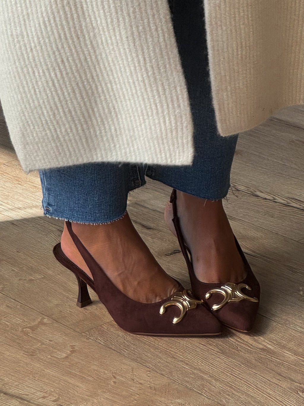 Triomphe Slingback Kitten Heels | Chocolate | RESTOCK