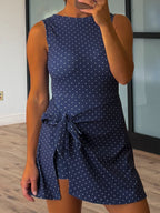 Polka Dot Active Wrap Romper | Navy