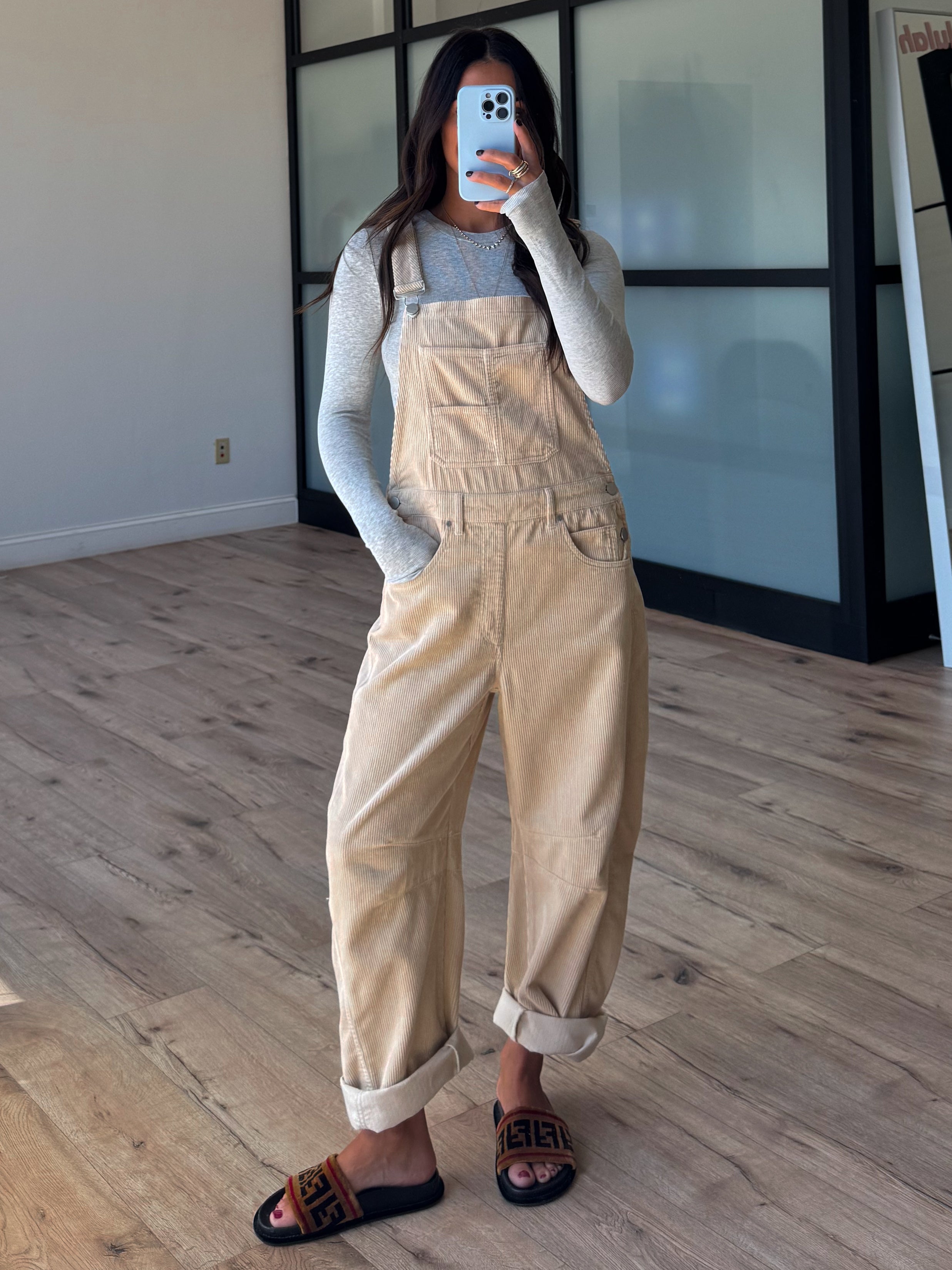 Corduroy Barrel Overalls | Oat | +Plus Available