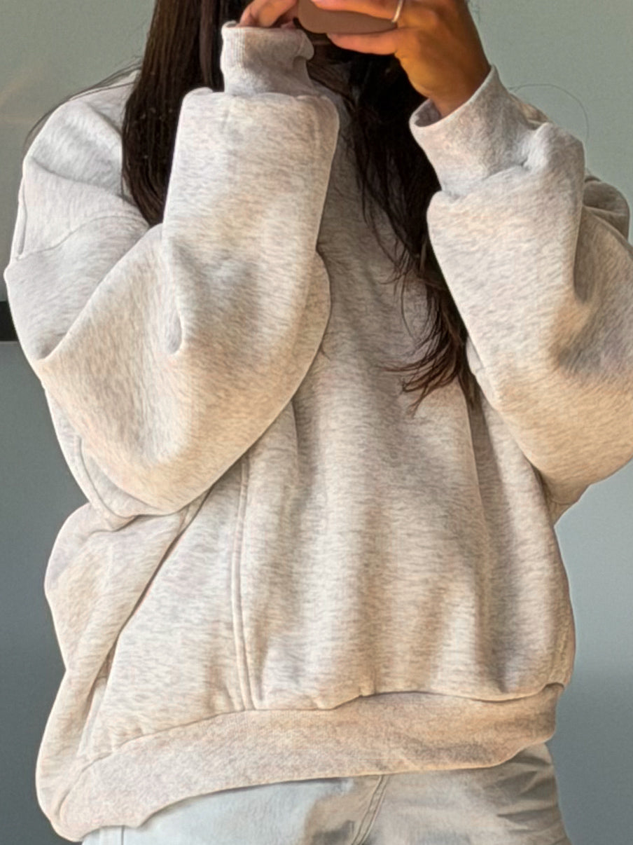 Penelope Crew Pullover | Heather Grey