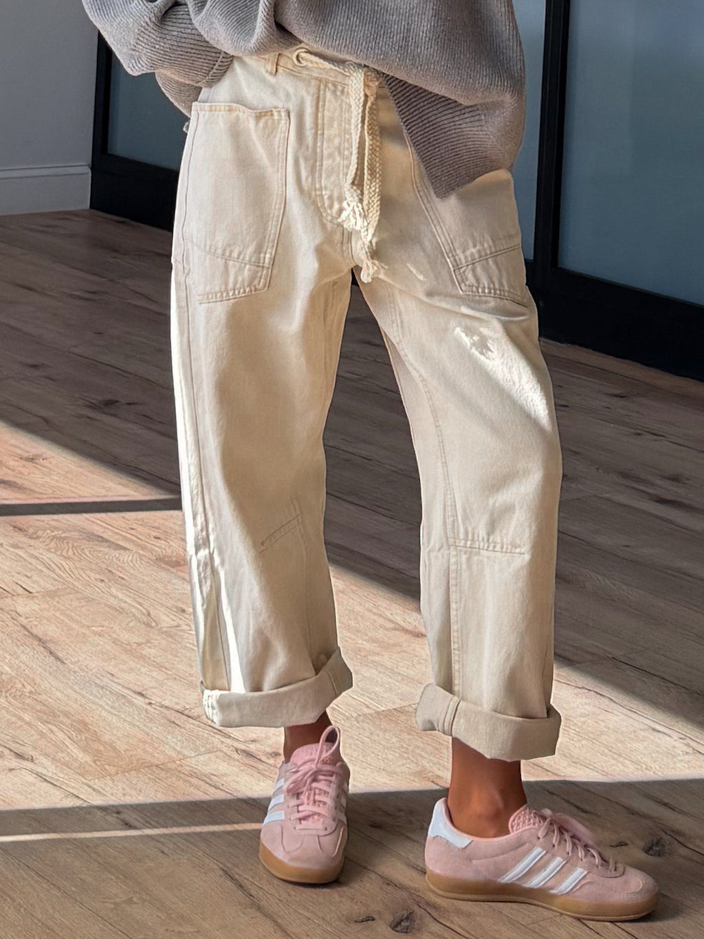Jules Drawstring Barrel Pants | Cream