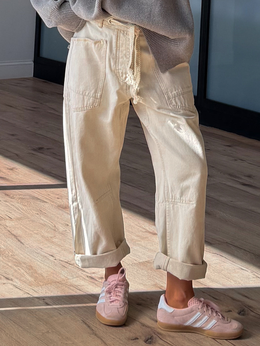 Jules Drawstring Barrel Pants | Cream