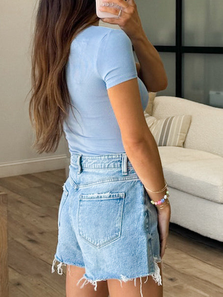 Essential Ribbed Tee | Baby Blue | +Plus Available | RESTOCK