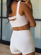 Check Point Active Short | Beige Gingham