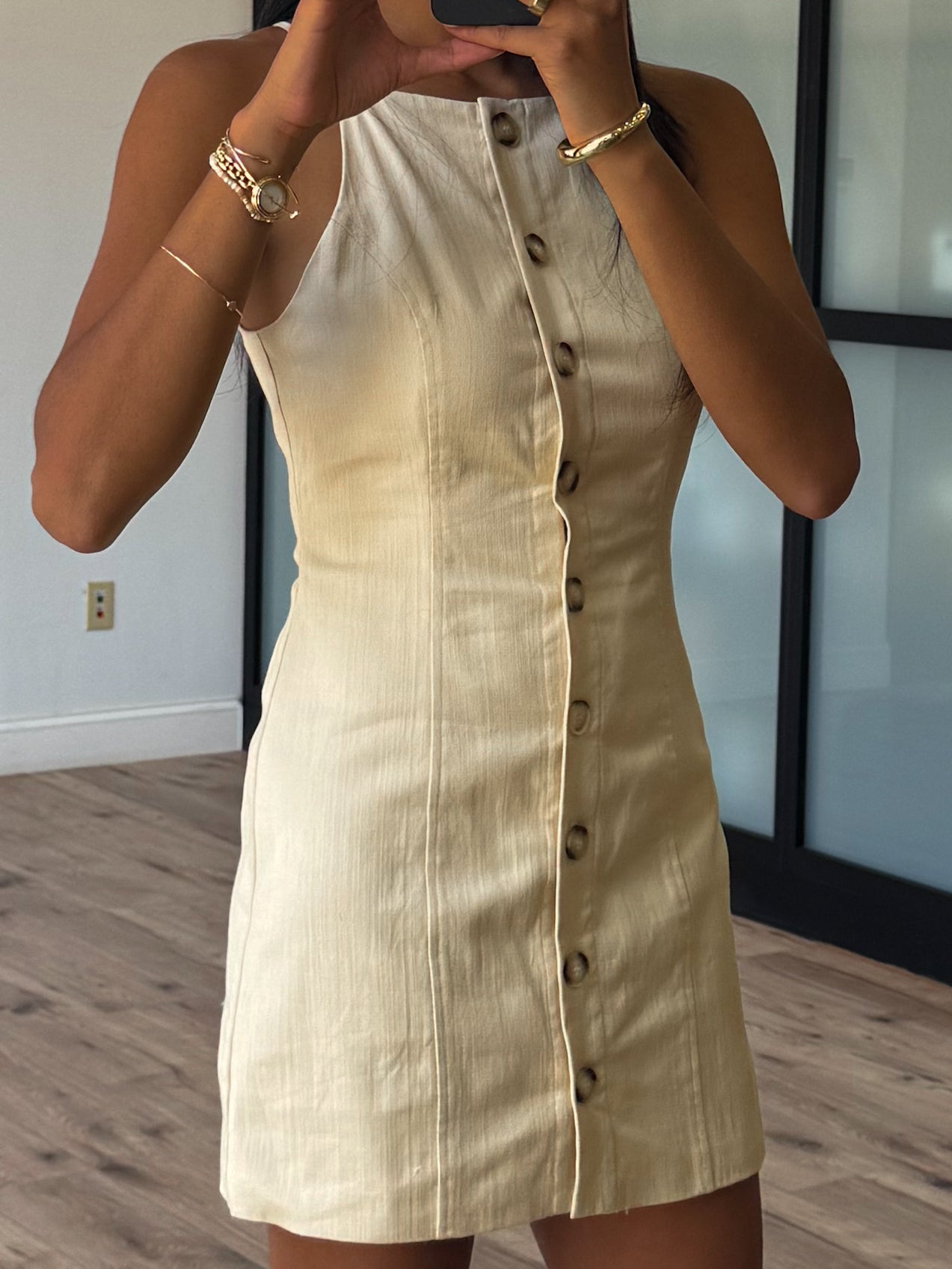 Dasha Button-Front Dress | Sand