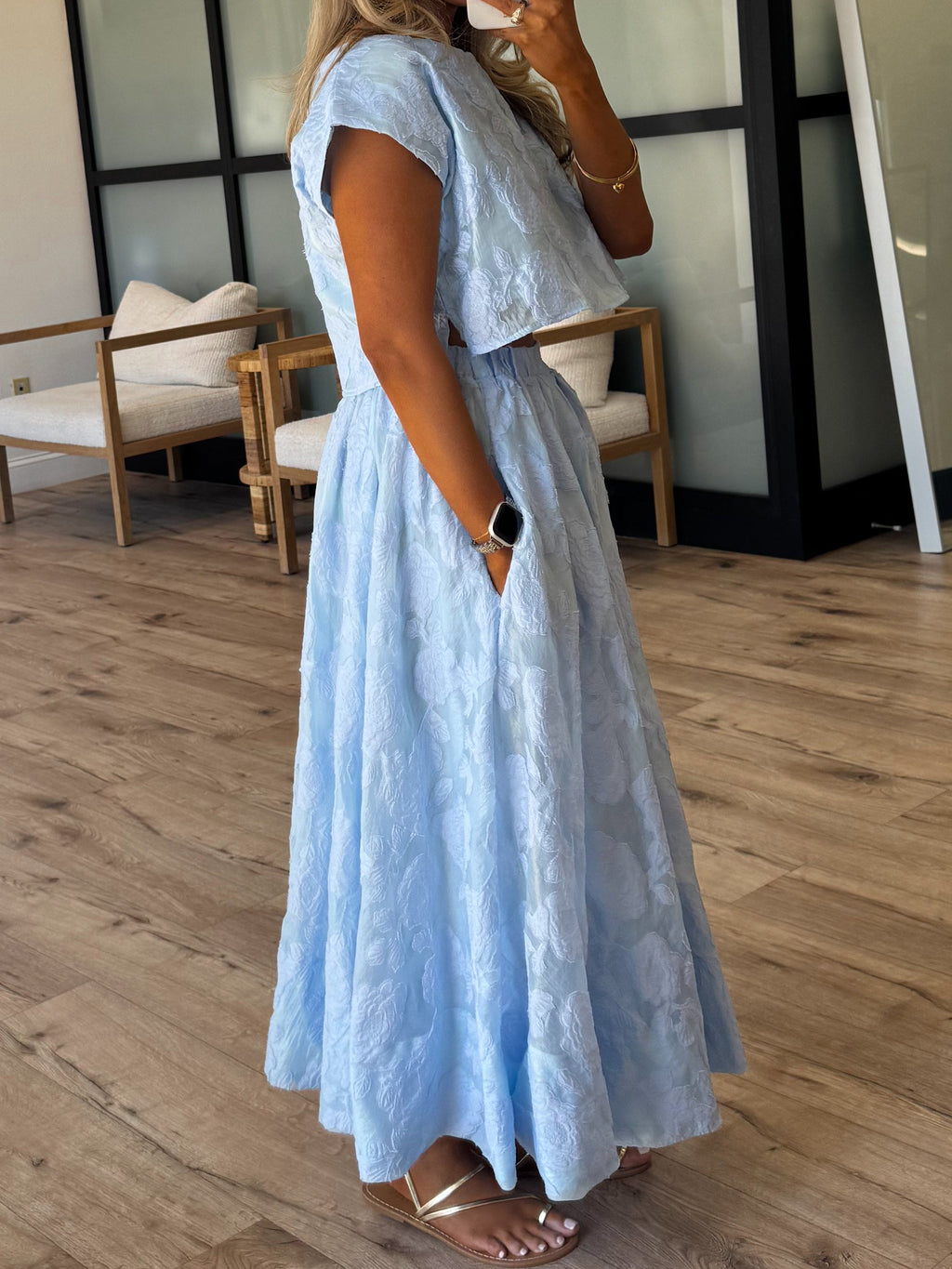 Astoria Floral Top | Soft Blue