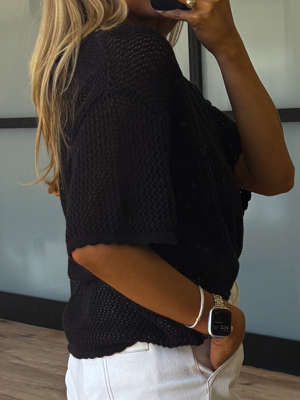Boardwalk Open Knit Top | Black | FINAL SALE