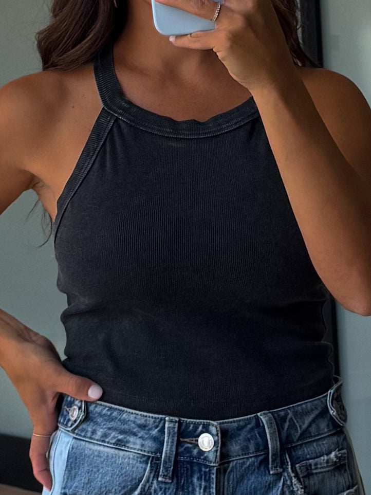 Mineral Mist Ribbed Tank | Black | RESTOCK