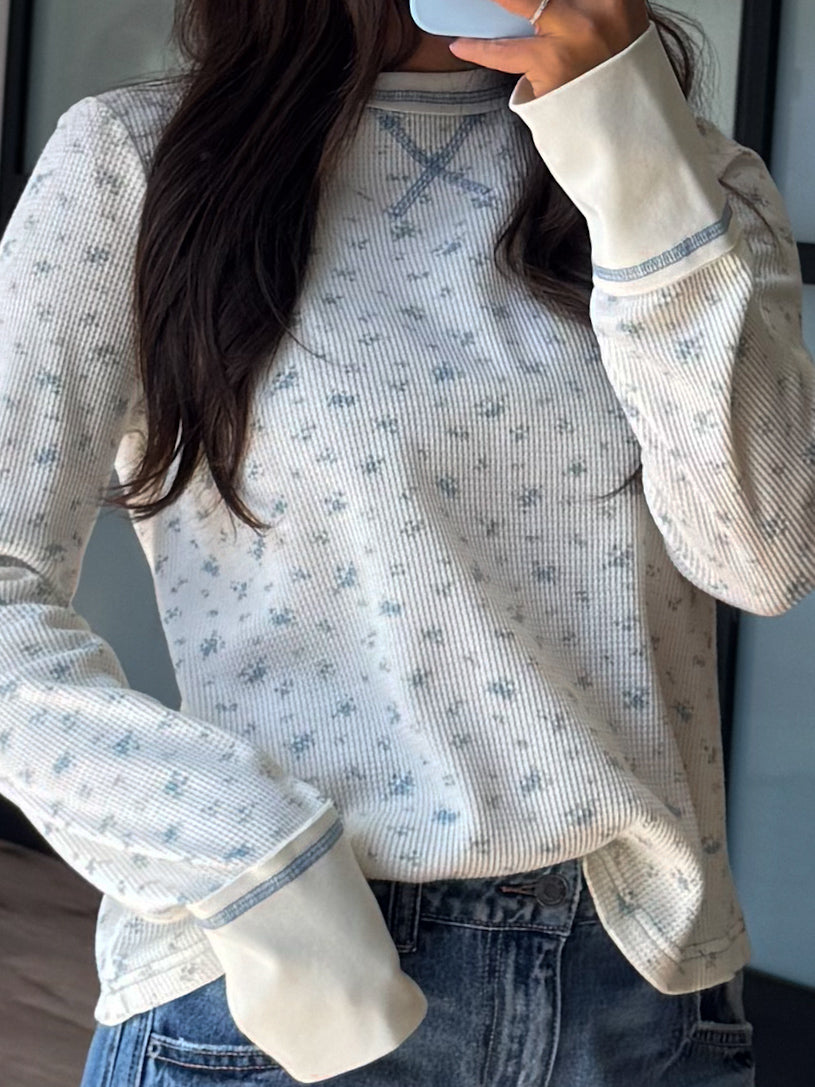 Blue Thistle Thermal Knit Top | +Plus Available