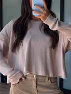 Kyla Thermal Open Back Top | Sand