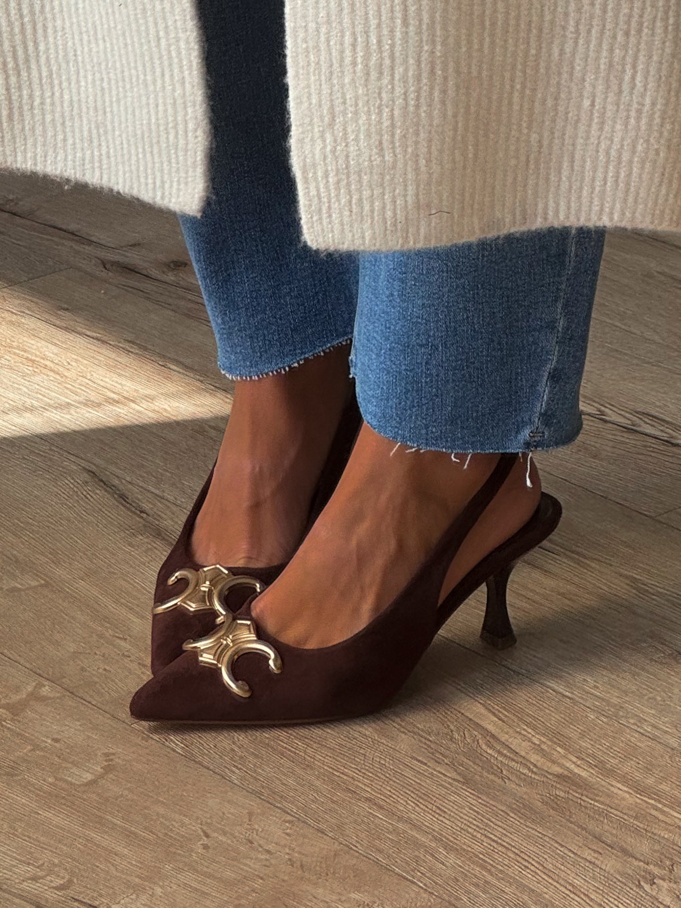 Triomphe Slingback Kitten Heels | Chocolate | RESTOCK