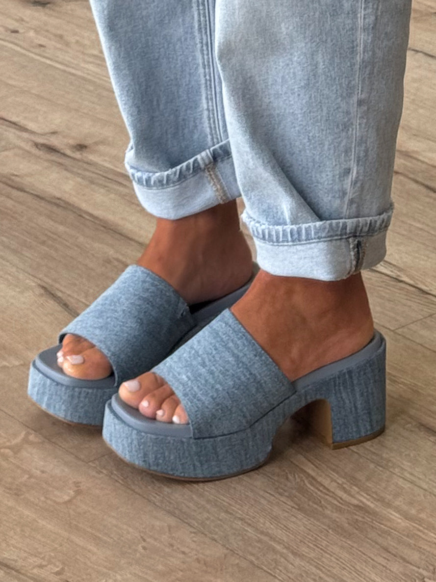 Denim Platform Block Heel