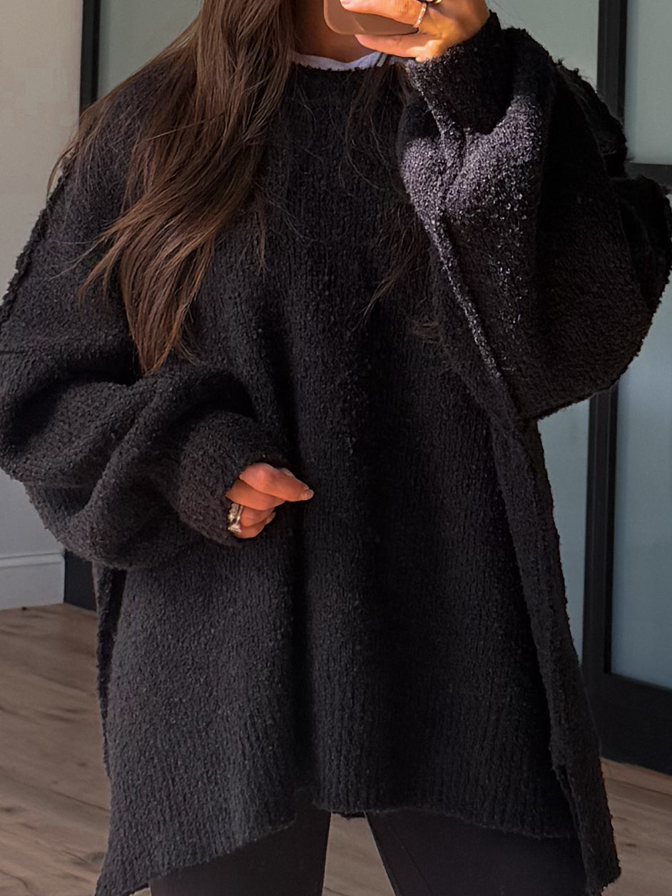 Lev Textured Sweater | Black | +Plus Available