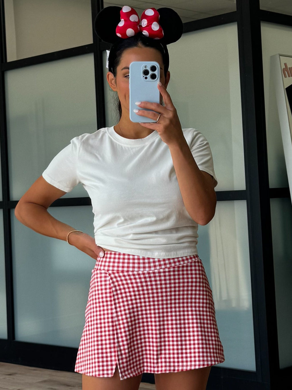 Gingham Active Skort | Red