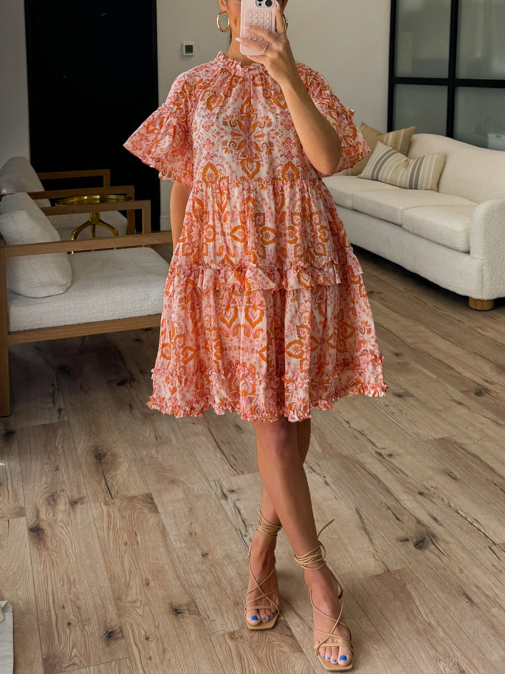 Etoile Flounce Dress | Orange Floral | FINAL SALE