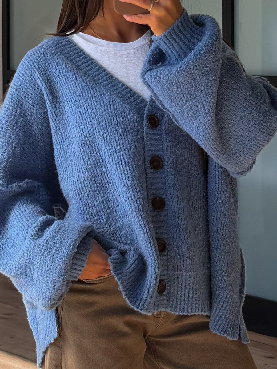 Lev Textured Cardigan | Slate | +Plus Available