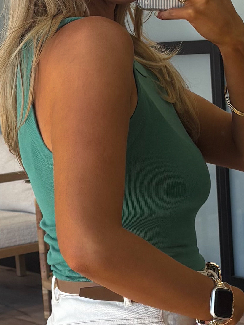 Essential Ribbed Tank | Emerald | +Plus Available | RESTOCK