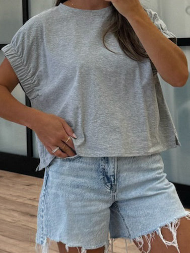 Mitchell Elastic Sleeve Tee | Grey