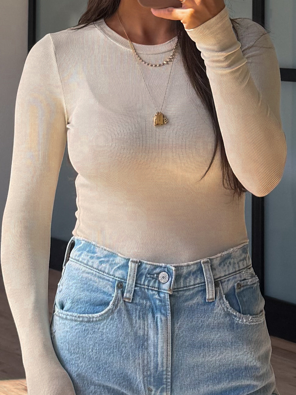 Essential Ribbed Long Sleeve | Bone | +Plus Available | RESTOCK