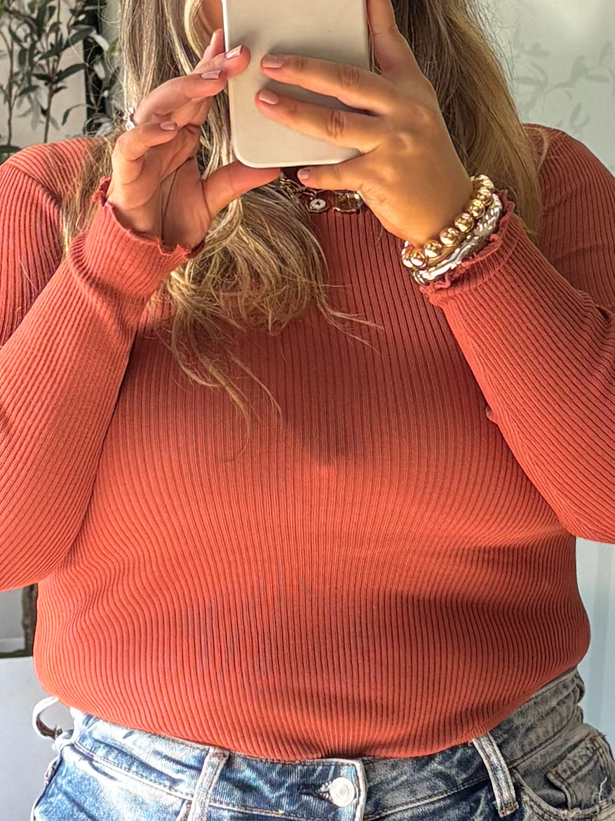 Maya Ribbed Bodysuit | Clay | FINAL SALE