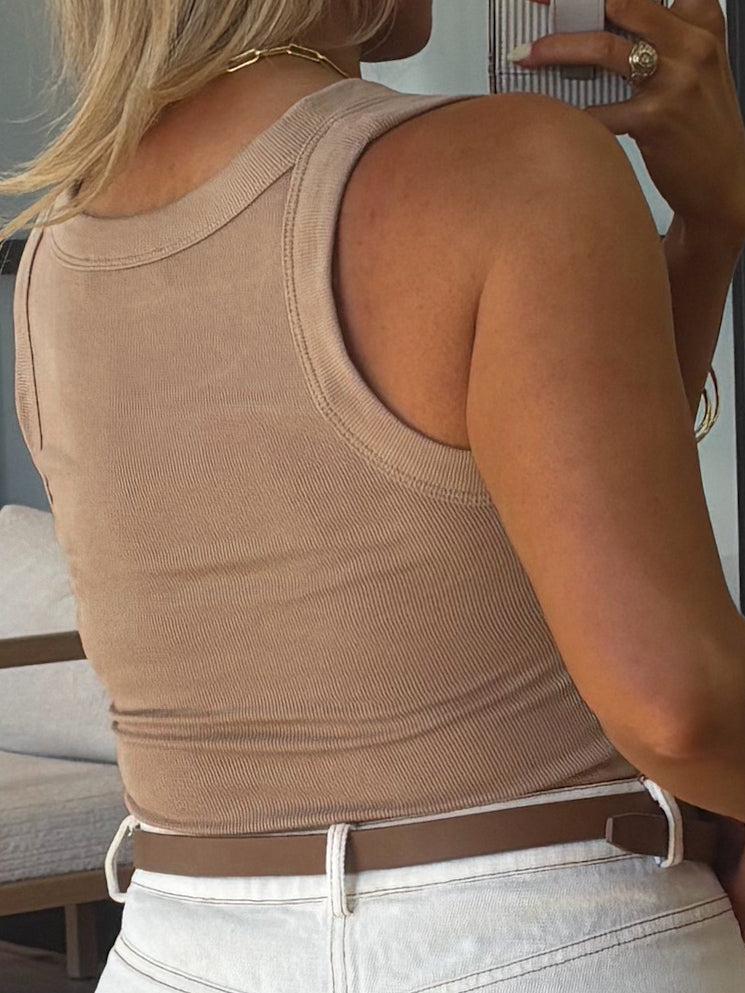 Essential Ribbed Tank | Latte | +Plus Available
