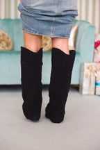 Sherpa Knee-High Foldover Boots | Black | FINAL SALE